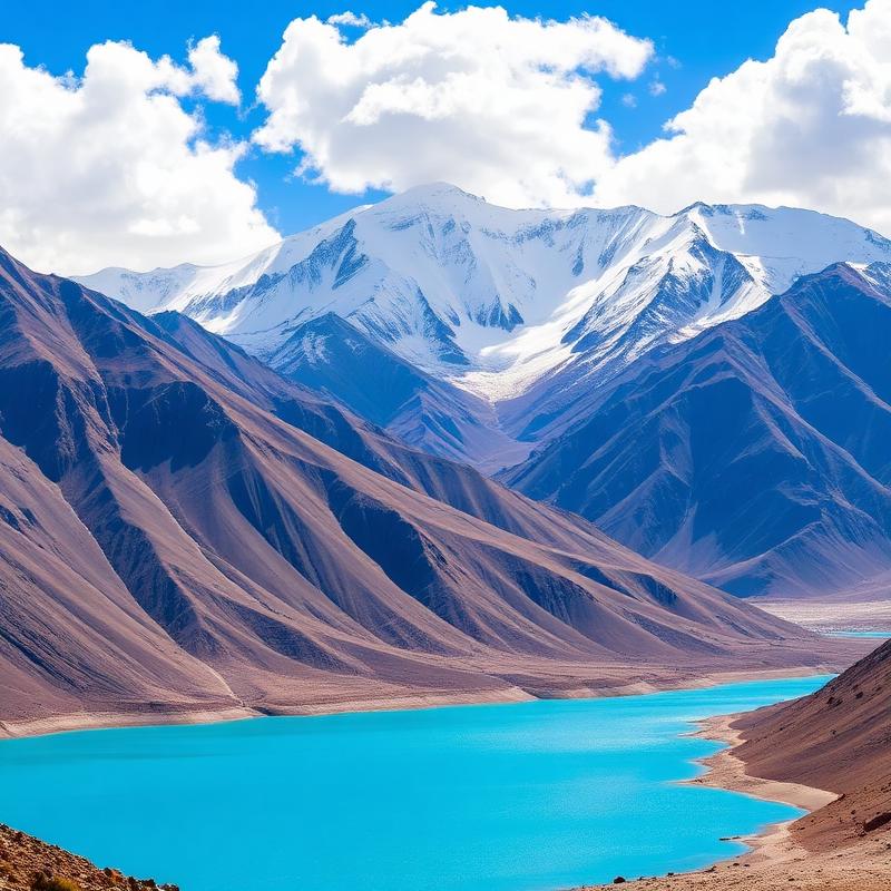 Pangong Lake in Ladakh with snow peaks