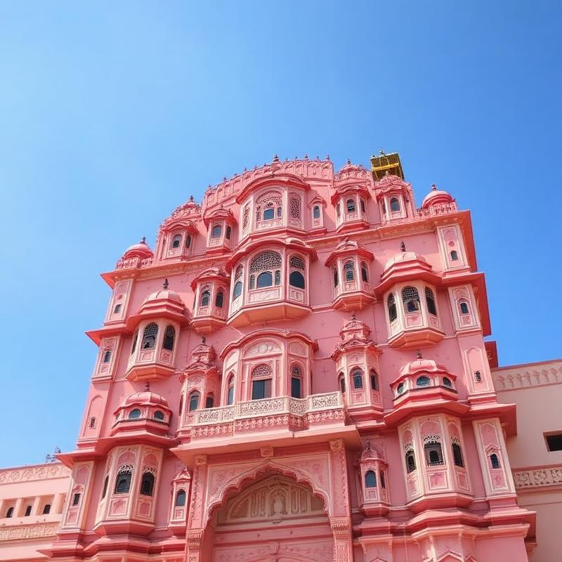 Hawa Mahal pink palace facade in Jaipur