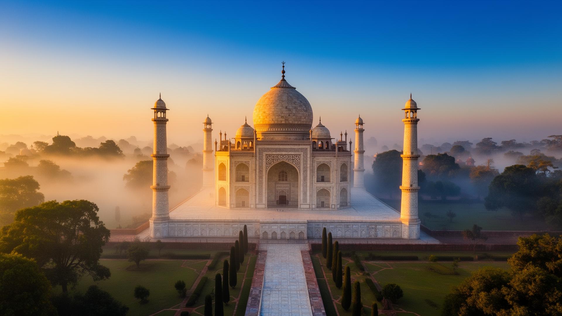 The Taj Mahal at sunrise